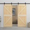 Puerta corredera con herrajes madera maciza de pino 100x210 cm