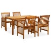 Set comedor de jardín 5 pzas y cojines madera maciza de acacia