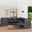 Set de muebles de jardín 9 pzas y cojines ratán sintético gris