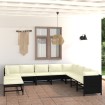 Set de muebles de jardín 11 pzas cojines ratán sintético negro