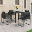 Set de comedor de jardín de 5 piezas PVC ratán negro