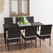 Conjunto de comedor de jardín 7 piezas ratán sintético negro