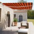 Toldo de pie automático naranja y marrón 350x250