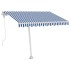 Toldo automático LED sensor de viento azul y blanco 300x250