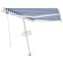 Toldo automático LED sensor de viento azul y blanco 300x250