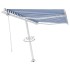 Toldo de pie automático azul y blanco 350x250