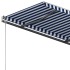 Toldo automático retráctil con postes azul y blanco 4x3