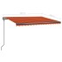 Toldo manual retráctil con LED naranja y marrón 4,5x3