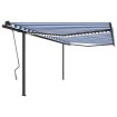 Toldo manual retráctil con LED azul y blanco 4x3,5 m