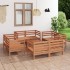 Juego muebles de jardín 9 pzas madera maciza pino marrón