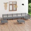 Juego de muebles de jardín 8 piezas madera de pino maciza gris