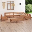 Juego muebles de jardín 11 pzas madera maciza pino marrón miel