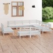 Juego de muebles de jardín 11 piezas madera maciza pino blanco