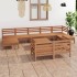 Set de muebles de jardín 10 pzas madera maciza pino marrón