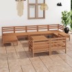 Set de muebles de jardín 10 pzas madera maciza pino marrón miel