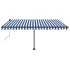 Toldo de pie manual retráctil azul y blanco 400x350