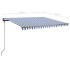 Toldo de pie manual retráctil azul y blanco 400x350