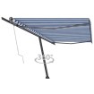 Toldo de pie automático azul y blanco 500x300 cm