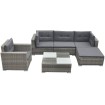 Set de muebles de jardín 6 pzas y cojines ratán sintético gris