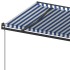 Toldo retráctil manual con postes azul y blanco 5x3,5