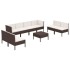 Set muebles de jardín 9 pzas y cojines ratán sintético