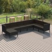 Set de muebles de jardín 8 pzas y cojines ratán sintético negro