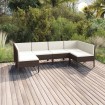 Set muebles de jardín 6 pzas y cojines ratán sintético marrón