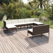 Set muebles de jardín 9 pzas y cojines ratán sintético marrón