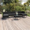 Set de muebles de jardín 8 pzas y cojines ratán sintético negro