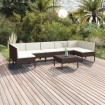 Set muebles de jardín 8 pzas y cojines ratán sintético marrón