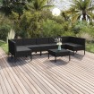 Set de muebles de jardín 8 pzas y cojines ratán sintético negro