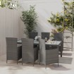 Set de comedor de jardín 7 pzas y cojines ratán sintético gris