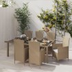 Set de comedor de jardín 7 pzas y cojines ratán sintético beige