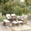 Set comedor de jardín 9 pzas con cojines ratán sintético beige