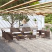 Set muebles de jardín 8 pzas y cojines ratán sintético marrón