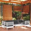 Muebles de jardín 6 pzas con cojines blanco madera de pino