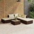 Set muebles de jardín 6 piezas y cojines ratán sintético