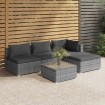 Set de muebles de jardín 5 pzas y cojines ratán sintético gris