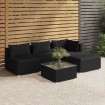 Set de muebles de jardín 5 pzas y cojines ratán sintético negro