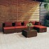 Set muebles de jardín 6 piezas y cojines ratán sintético