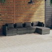 Set de muebles de jardín 5 pzas y cojines ratán sintético gris