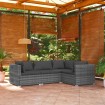 Set muebles de jardín 4 piezas y cojines ratán sintético gris