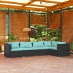 Set de muebles de jardín 5 pzas y cojines ratán sintético negro