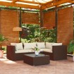 Set muebles de jardín 5 piezas y cojines ratán sintético marrón