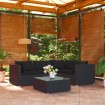 Set de muebles de jardín 5 pzas y cojines ratán sintético negro