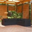 Set de muebles de jardín 5 pzas y cojines ratán sintético negro