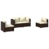 Set muebles de jardín 4 piezas y cojines ratán sintético