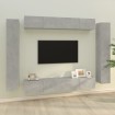 Set de muebles de TV 8 pzas madera contrachapada gris hormigón