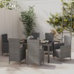 Set de comedor de jardín 7 pzas y cojines ratán sintético gris