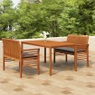 Set comedor de jardín 3 pzas y cojines madera maciza de acacia